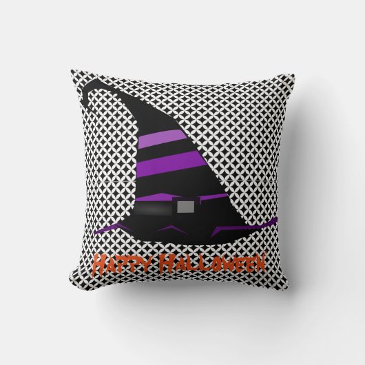 おもしろいハッピーハローウィンウィッチハット クッション (正面)