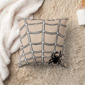 おもしろいハッピーハローウィンスパイダーとくもの巣バーラップ クッション (ブランケット)