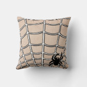 おもしろいハッピーハローウィンスパイダーとくもの巣バーラップ クッション (裏面)