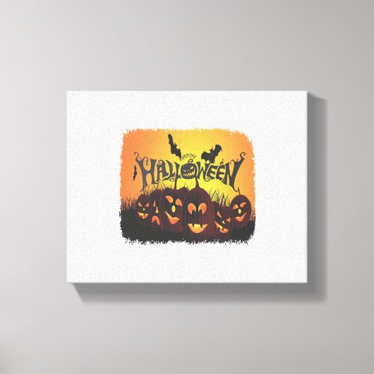 おもしろいハッピーハローウィンデザイン キャンバスプリント (正面)