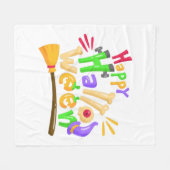 おもしろいハッピーハローウィンデザイン フリースブランケット (正面(横))