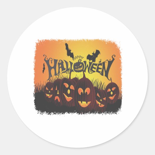 おもしろいハッピーハローウィンデザイン ラウンドシール (正面)