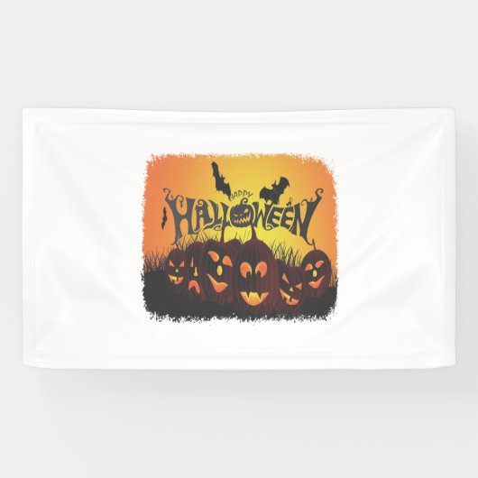 おもしろいハッピーハローウィンデザイン 横断幕 (横)