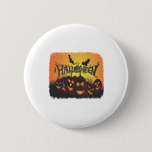 おもしろいハッピーハローウィンデザイン 缶バッジ (正面)