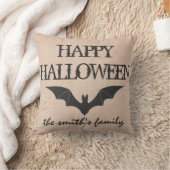 おもしろいハッピーハローウィントリックオアトリートこうもりのラップ クッション (ブランケット)