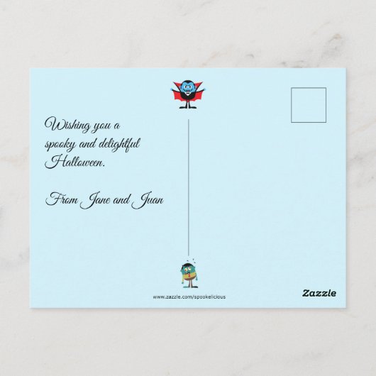 おもしろいハッピーハローウィンハ幽霊のよく出るウスピープル ポストカード (裏面)