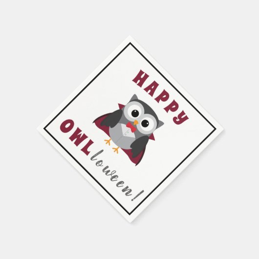 おもしろいハッピーハローウィンフクロウ吸血鬼トリックオアトリート スタンダードカクテルナプキン (角)