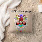 おもしろいハッピーハローウィンフローラ糖スカル クッション (ブランケット)