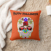 おもしろいハッピーハローウィンフローラ糖スカル クッション (ブランケット)