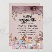 おもしろいハッピーハローウィン子供の誕生日パーティの招待状 招待状 (正面/裏面)