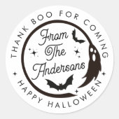 おもしろいハッピーハローウィン幽霊感謝していブパーティーの好意 ラウンドシール (正面)