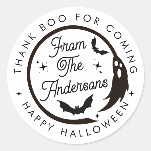 おもしろいハッピーハローウィン幽霊感謝していブパーティーの好意 ラウンドシール (正面)