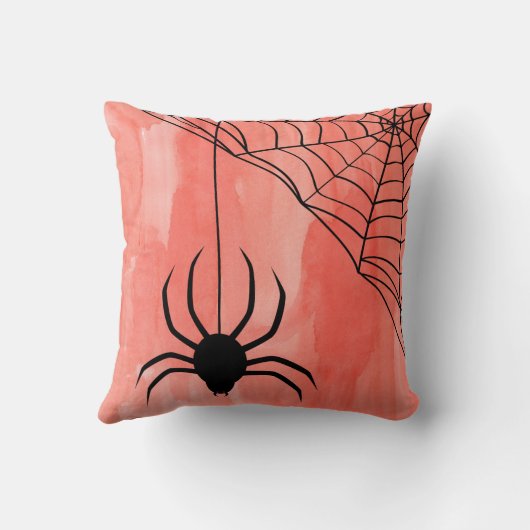 おもしろいハッピーハローウィン水彩スパイダーウェブ クッション (裏面)