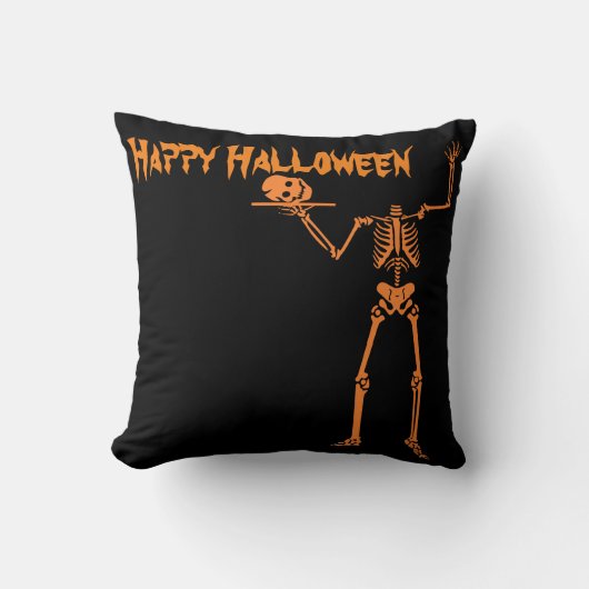 おもしろいハッピーハローウィン骨格 クッション (正面)