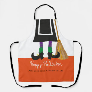 おもしろいハッピーハローウィン魔女の脚パーソナライズされた エプロン