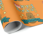 おもしろいハッピーバースデーパーソナライズされた ラッピングペーパー (ロールコーナー)