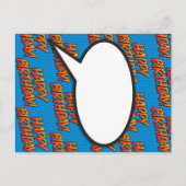 おもしろいハッピーバースデーパーティーモダンブルー漫画 インビテーションポストカード (裏面)