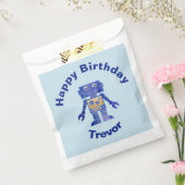 おもしろいハッピーバースデーブルーと金ゴールドロボット名 フェイバーバッグ (封をした状態)