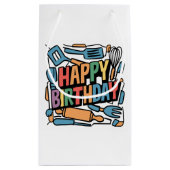 おもしろいハッピーバースデー調理師抽象芸術 スモールペーパーバッグ (裏面)