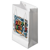 おもしろいハッピーバースデー調理師抽象芸術 スモールペーパーバッグ (正面アングル)