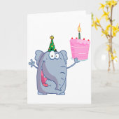 おもしろいハッピーバースデー象の漫画 カード (黄色い花)