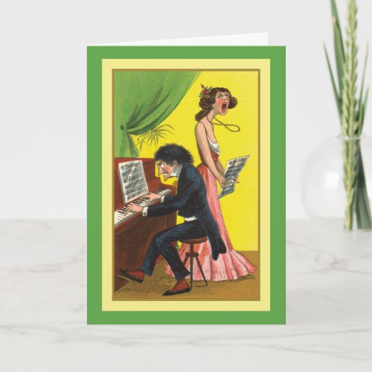 おもしろいハッピーバースデー音楽テーマロングバース カード (正面)