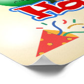 おもしろいハッピーバースデー風船とチョコレートケーキ ポスター (角)