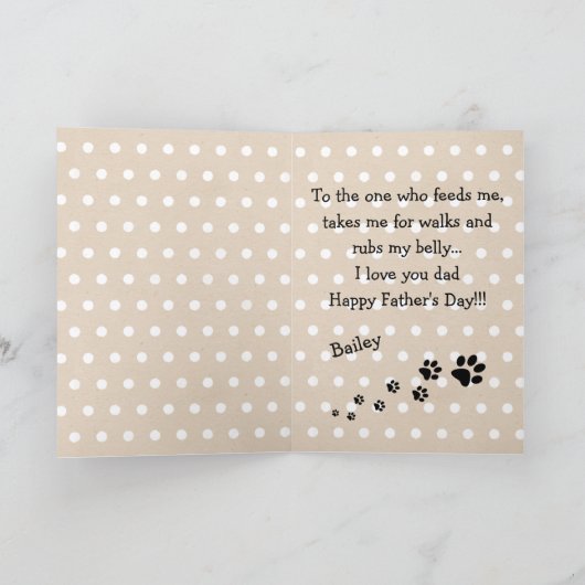 おもしろいハッピーファーザーズ犬の写真と願い カード (内部)