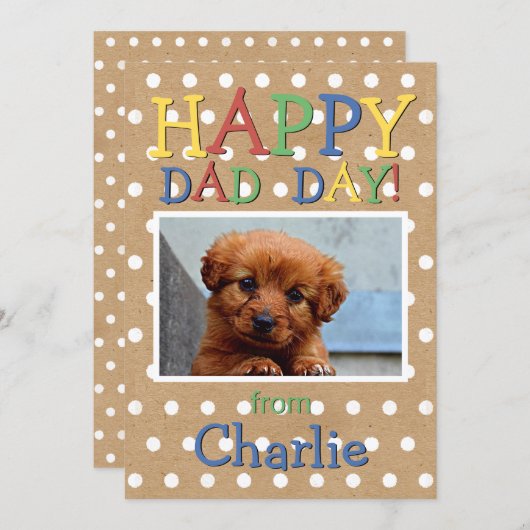 おもしろいハッピーファーザーズ犬の写真と願い シーズンカード (正面/裏面)