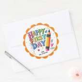 おもしろいハッピーファースト・デイ・オブ・スクールペンシル ラウンドシール (封筒)