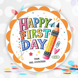 おもしろいハッピーファースト・デイ・オブ・スクールペンシル ラウンドシール