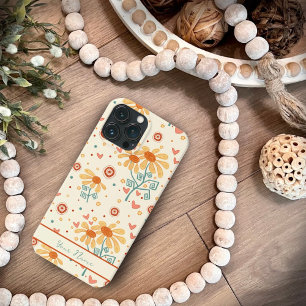 おもしろいハッピーフラワーキュートパタン激動ケース iPhone 13 PRO MAXケース