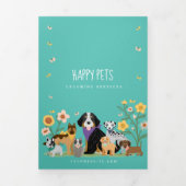 おもしろいハッピーペットファミリーペットケア、グルーミング 三つ折りカード (カバー)