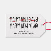 おもしろいハッピーホリデーズハッピーニューイヤー ギフトタグ (正面(横))