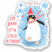 おもしろいハッピーホリデーペンギン雪 シール (正面)