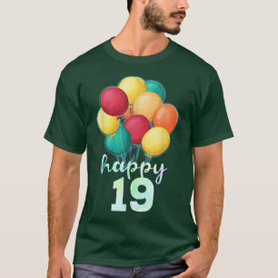 おもしろいハッピー19年カラフル風船19誕生 Tシャツ