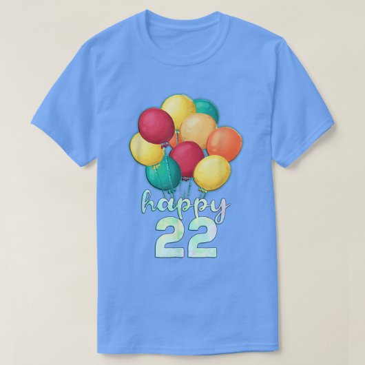 おもしろいハッピー22年カラフル風船22誕生 Tシャツ (デザイン正面)