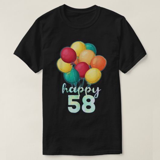 おもしろいハッピー58年カラフル風船58誕生 Tシャツ (デザイン正面)