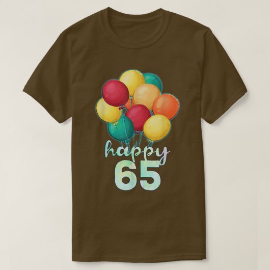 おもしろいハッピー65年カラフル風船65誕生 Tシャツ (デザイン正面)
