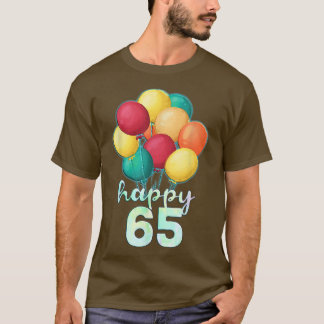 おもしろいハッピー65年カラフル風船65誕生 Tシャツ