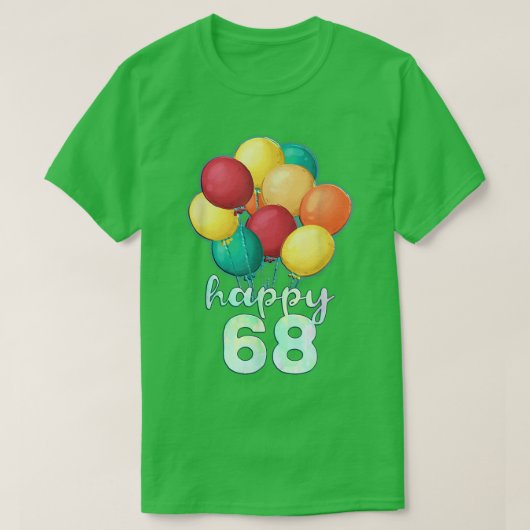 おもしろいハッピー68年カラフル風船68誕生 Tシャツ (デザイン正面)