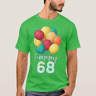 おもしろいハッピー68年カラフル風船68誕生 Tシャツ