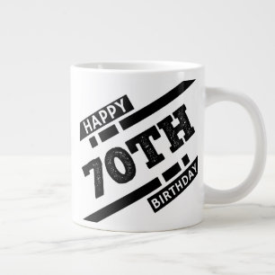 おもしろいハッピー70歳誕生日タイポグラフィデザイン ジャンボコーヒーマグカップ
