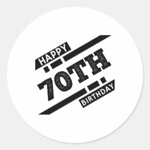 おもしろいハッピー70歳誕生日タイポグラフィデザイン ラウンドシール