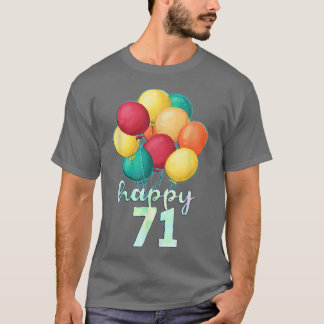 おもしろいハッピー71年カラフル風船71誕生 Tシャツ
