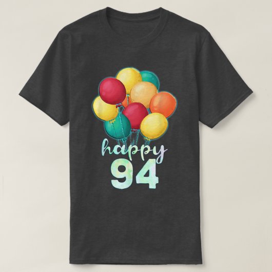 おもしろいハッピー94年カラフル風船94誕生 Tシャツ (デザイン正面)