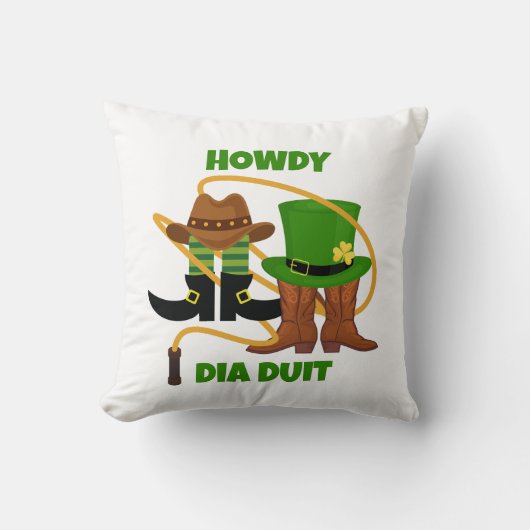 おもしろいハッピーSt patricks dayハウディディディディデュットカウボーイ クッション (正面)