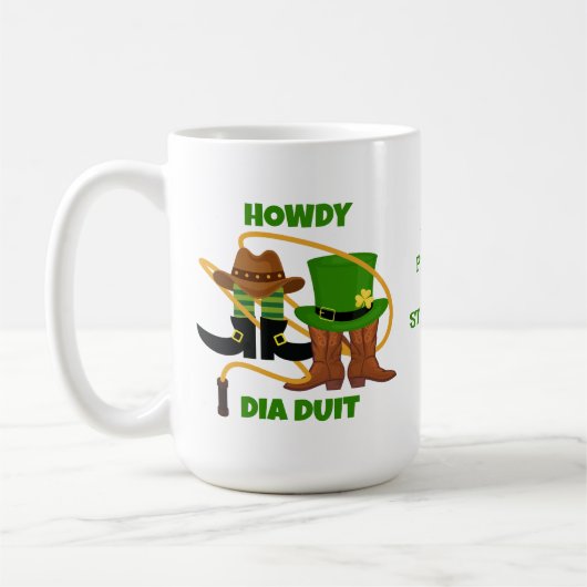 おもしろいハッピーSt patricks dayハウディディディディデュットカウボーイ コーヒーマグカップ (左)