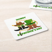 おもしろいハッピーSt patricks dayハウディディディディデュットカウボーイ スクエアペーパーコースター (アングル)
