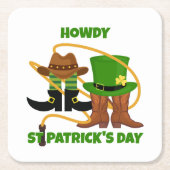 おもしろいハッピーSt patricks dayハウディディディディデュットカウボーイ スクエアペーパーコースター (正面)